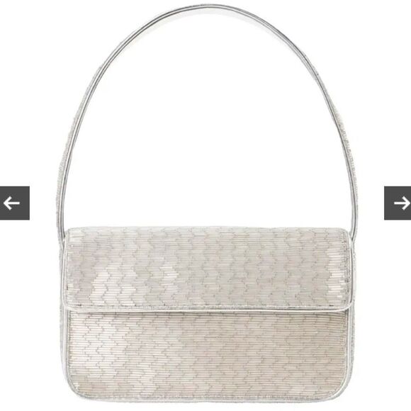 STAUD Tommy beaded bag silver - Picture 1 of 5